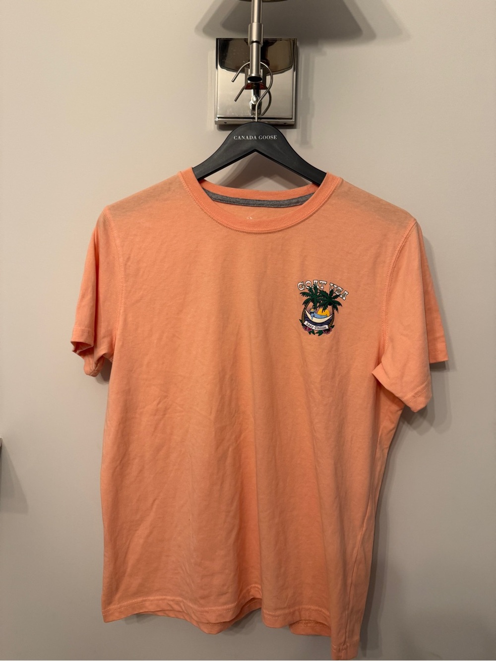 Short-Sleeve Kids Peach Graphic Tee with Palm Logo